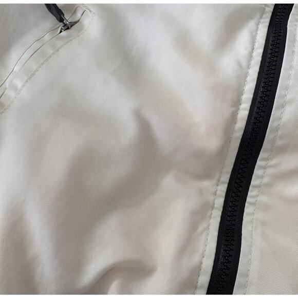 Harley-Davidson Y2K Racing Bomber Jacket M Checkered Logo Patch Flag USA White - Picture 12 of 14